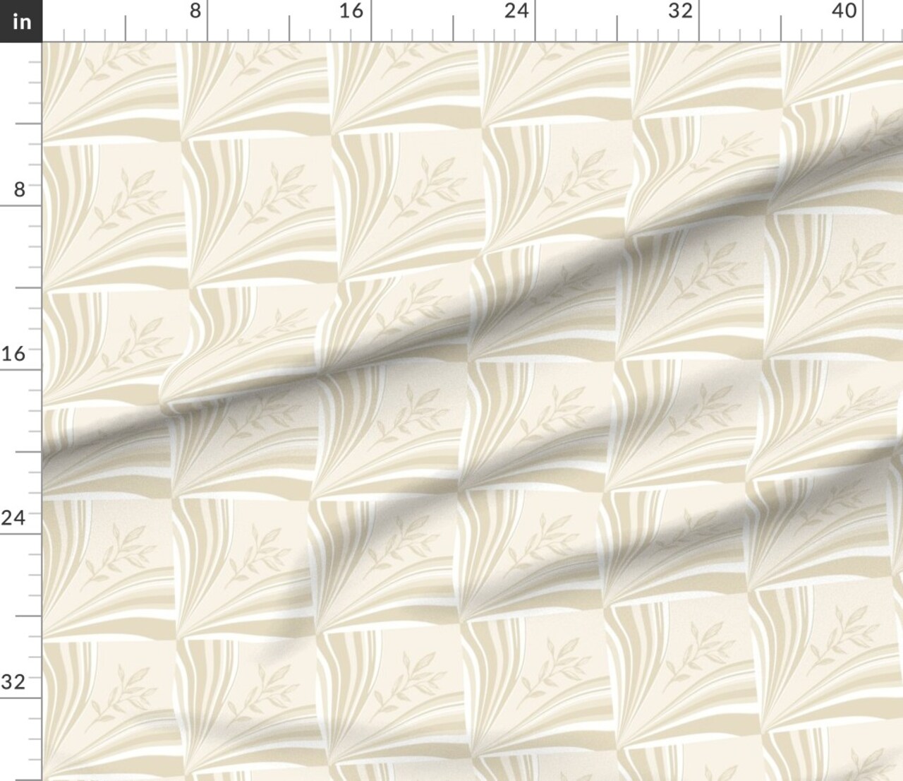Leaves Botanical Traditional Squares Branch Foliage Neutral Custom Printed Fabric by Spoonflower Various Fabrics by the Yard or Fat Quarter